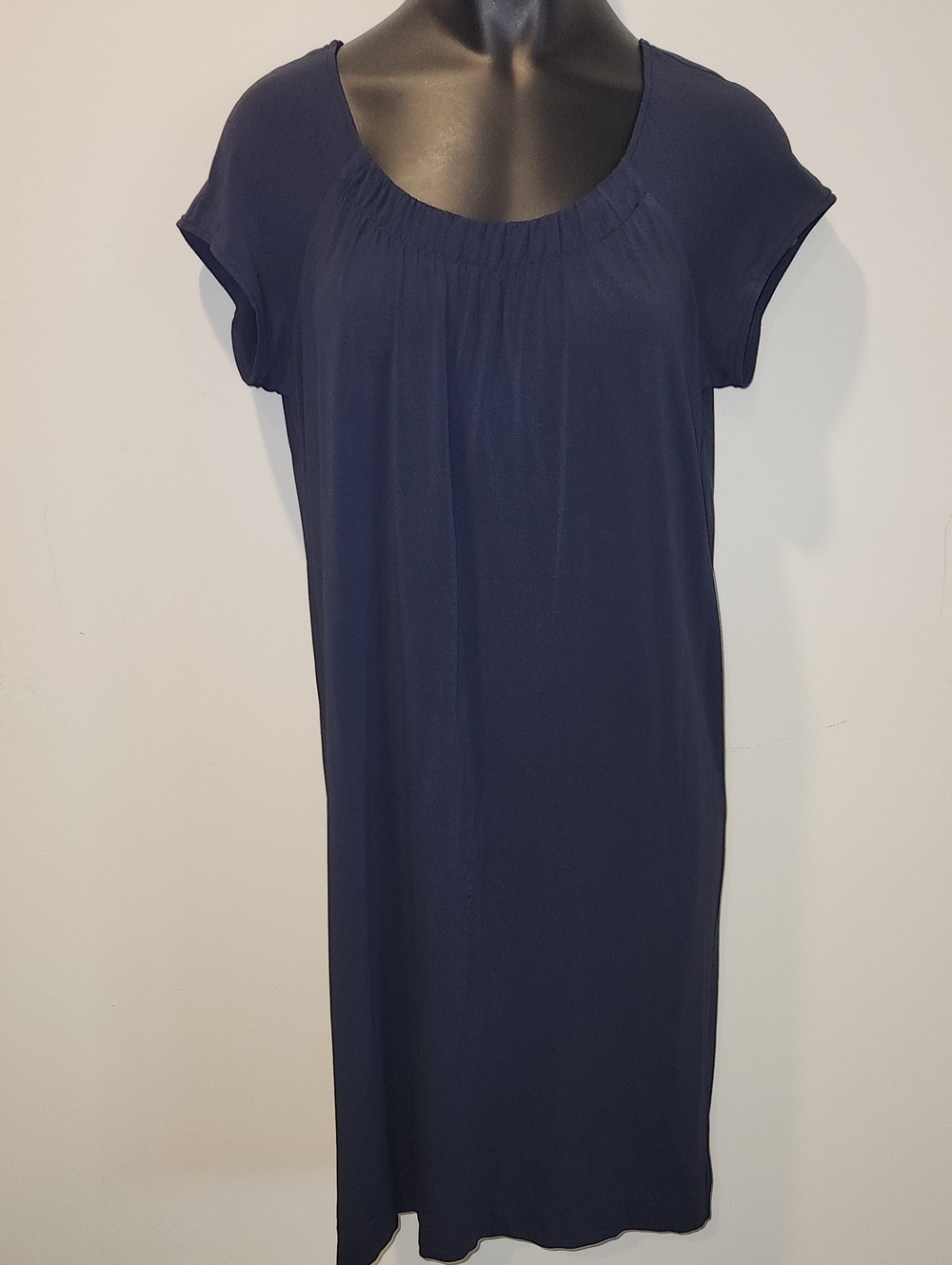 VINCE Navy Scoop Neck Midi Dress
